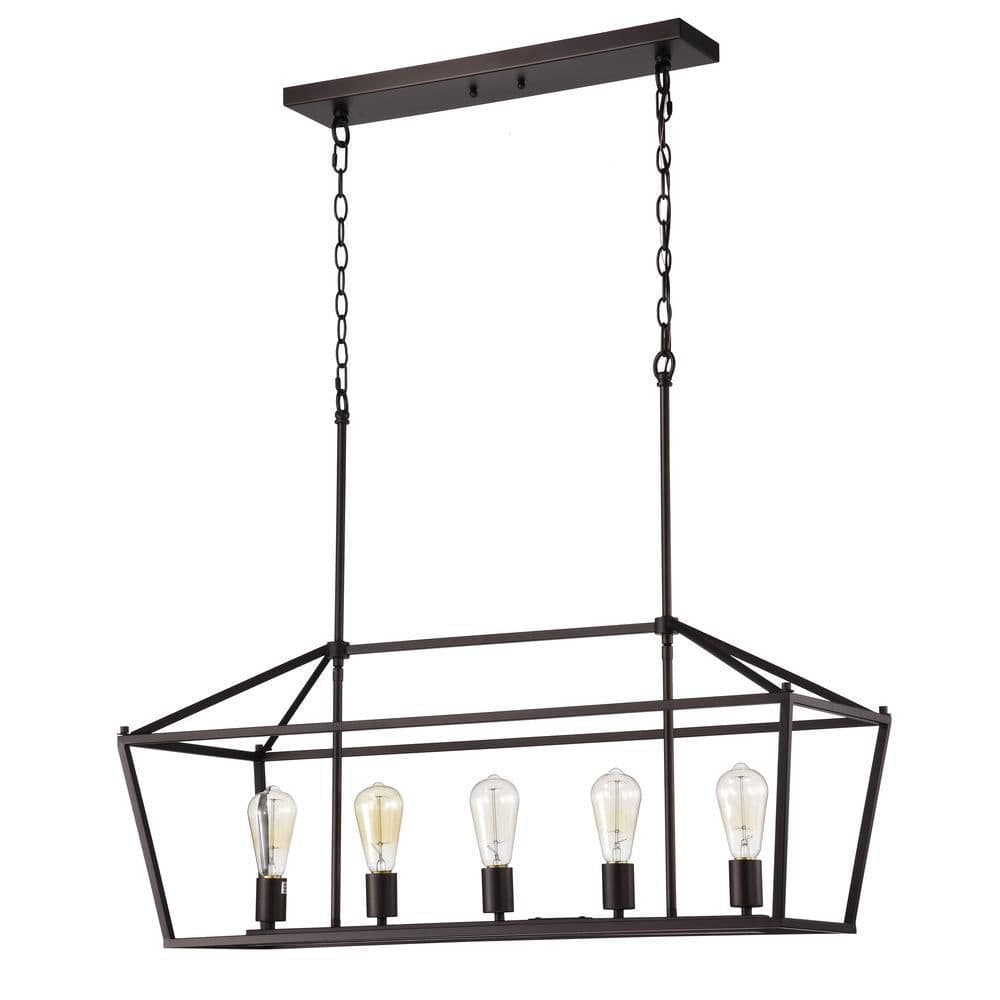 image-CHLOE Lighting IRONCLAD- Industrial 5 Light Oil Rubbed Bronze Island Pendant Ceiling Fixture 36" Wide
