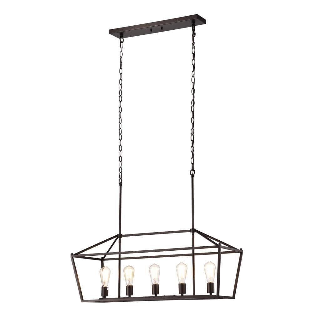 image-CHLOE Lighting IRONCLAD- Industrial 5 Light Oil Rubbed Bronze Island Pendant Ceiling Fixture 36" Wide