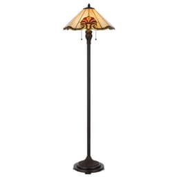image-60W X 2 Tiffany Table Lamp With Pull Chain Switch With Metal And Resin Lamp Body