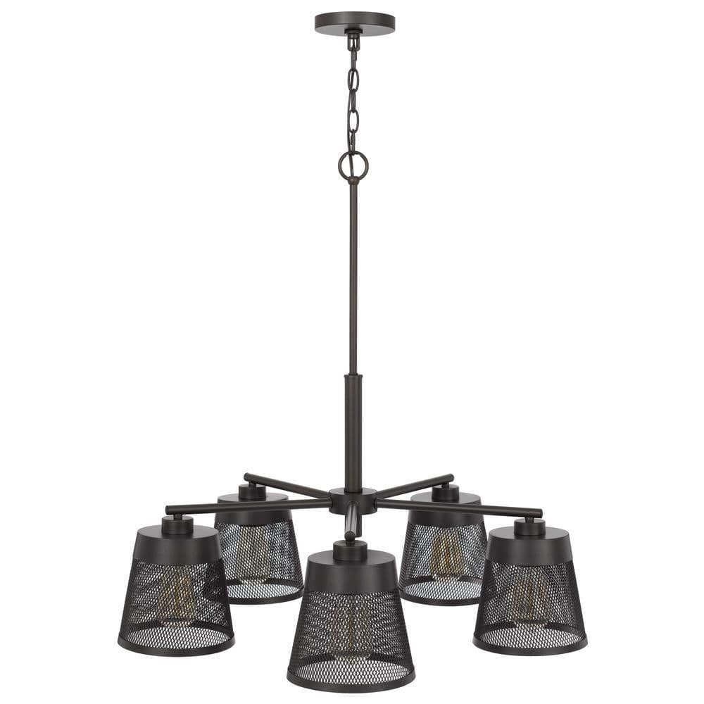 image-60W X 5 Hampton Metal Chandelier With Mesh Shades
