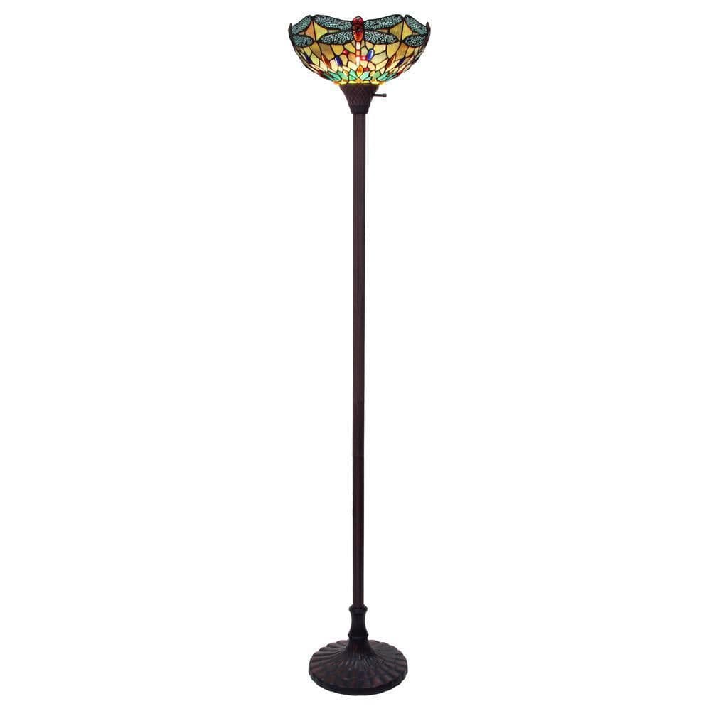 image-CHLOE Lighting EMPRESS Tiffany-style Dark Bronze 1 Light Torchiere Lamp 14" Shade