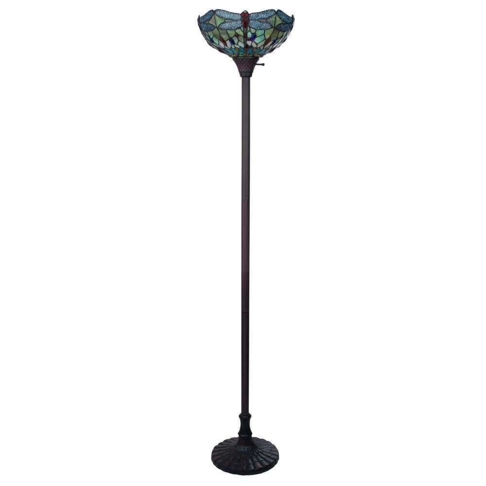 image-CHLOE Lighting EMPRESS Tiffany-style Dark Bronze 1 Light Torchiere Lamp 14" Shade