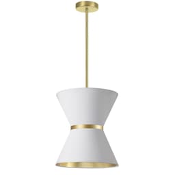 image-1LT Incand Pendant, AGB, GLD ring, WH/GLD Shade