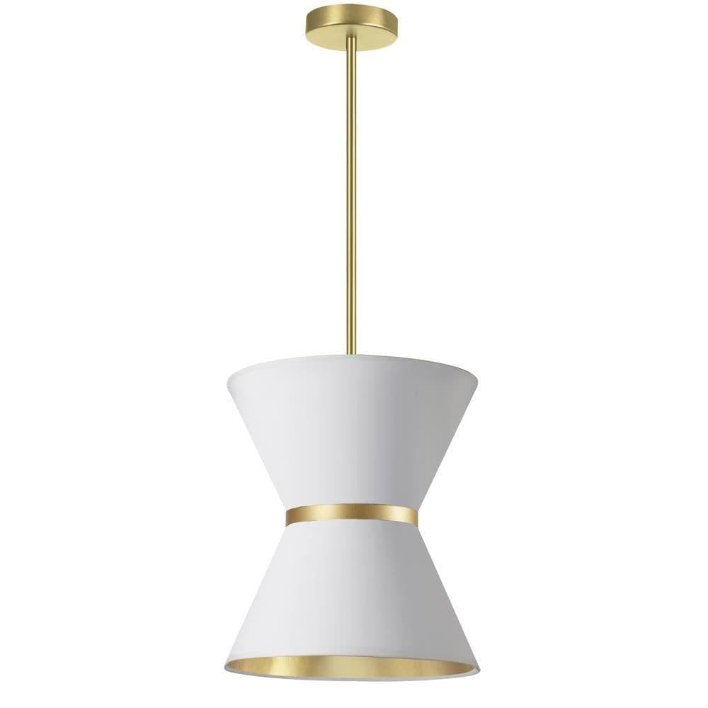 image-1LT Incand Pendant, AGB, GLD ring, WH/GLD Shade