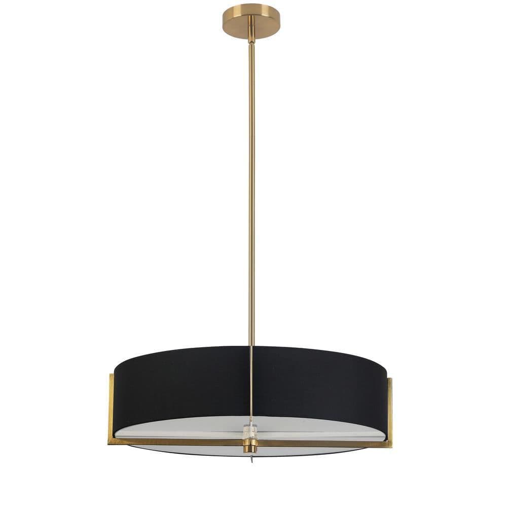 image-4LT Incandescent Pendant, AGB, BK Shade