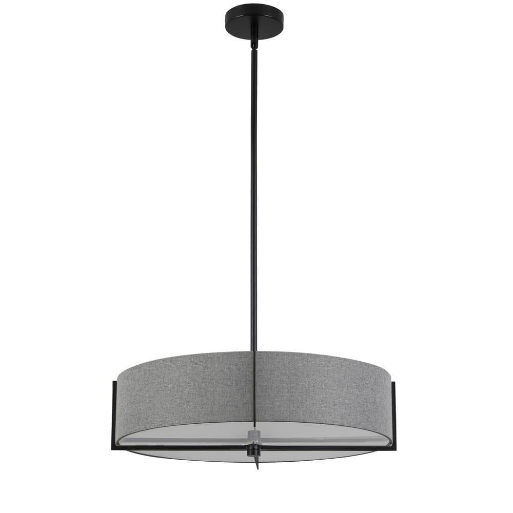 image-4LT Incandescent Pendant, MB, GRY Shade