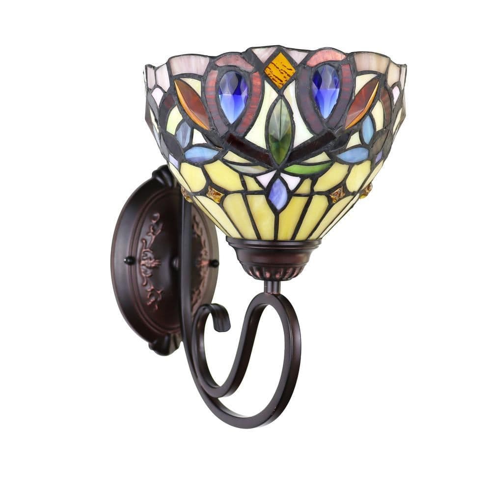 image-CHLOE Lighting SERENITY Victorian Tiffany-Style Dark Bronze 1 Light Wall Sconce 8 " Wide