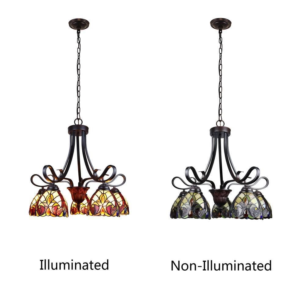 image-CHLOE Lighting ADIA Victorian Tiffany-Style Dark Bronze 5 Light Large Chandelier 24" Wide