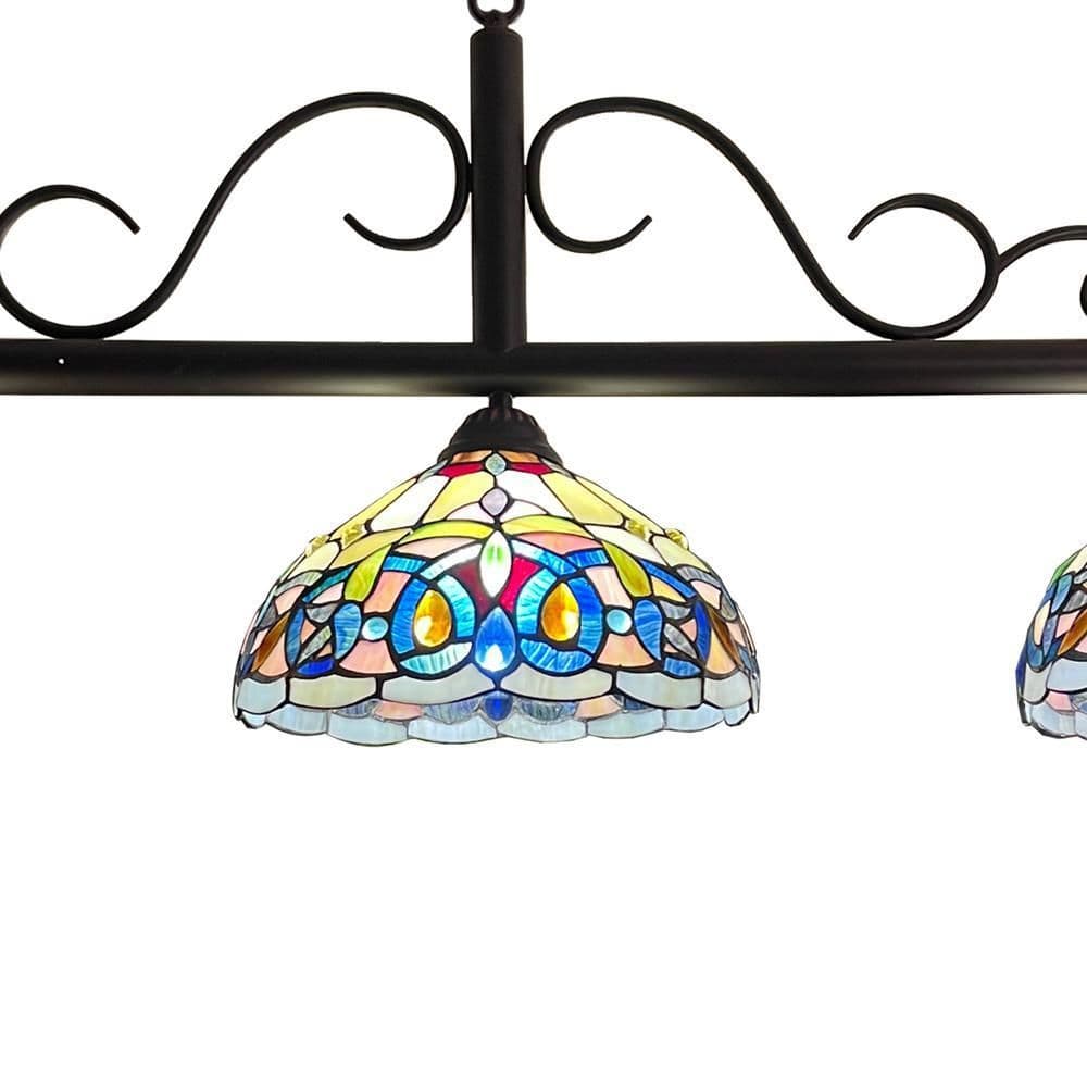 image-CHLOE Lighting SERENITY Victorian Tiffany-Style Dark Bronze 3 Light Island Pendant 45" Wide