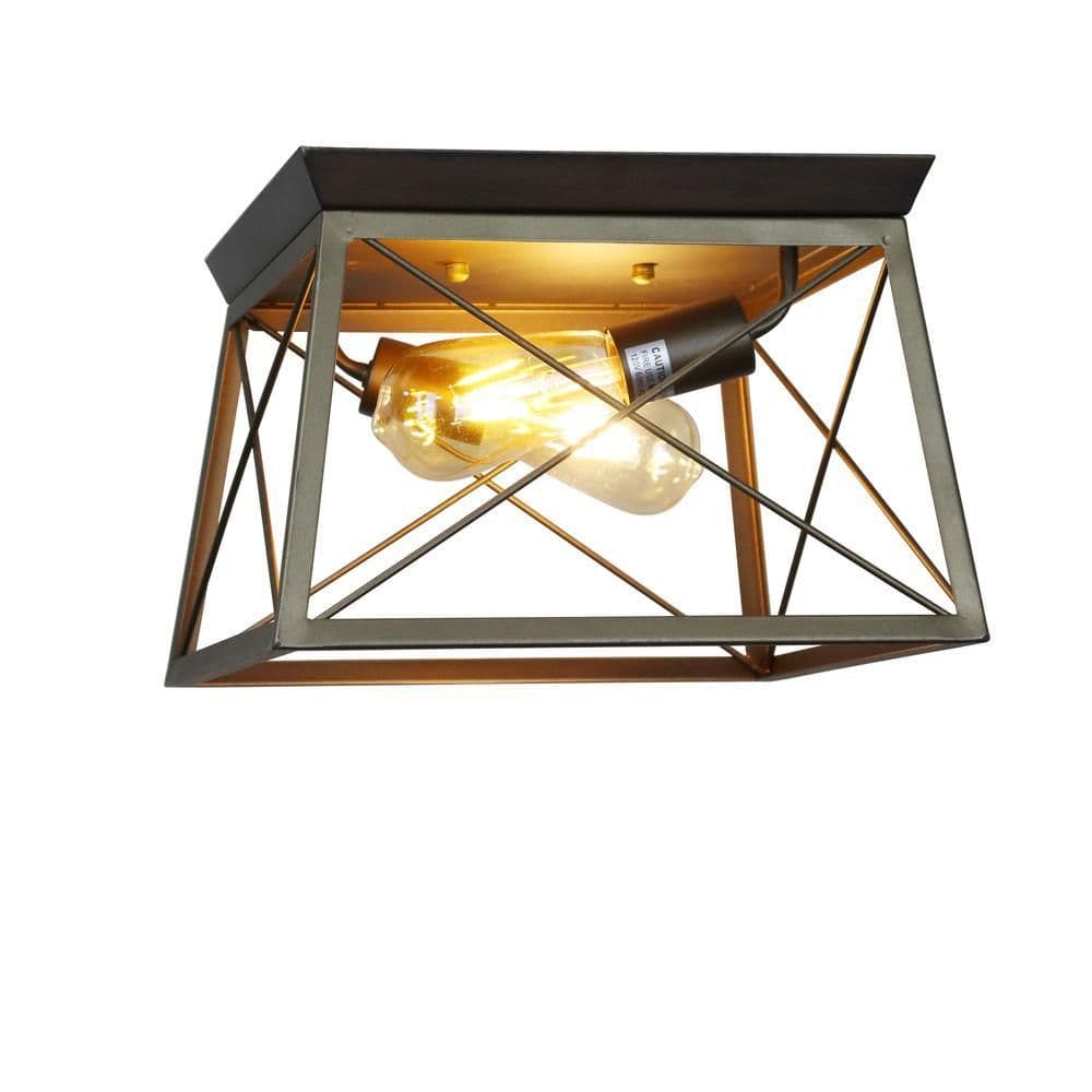 image-CHLOE Lighting Farmhouse-Style Two-Toned 2 Light Ceiling Flush Fixture 12" Wide