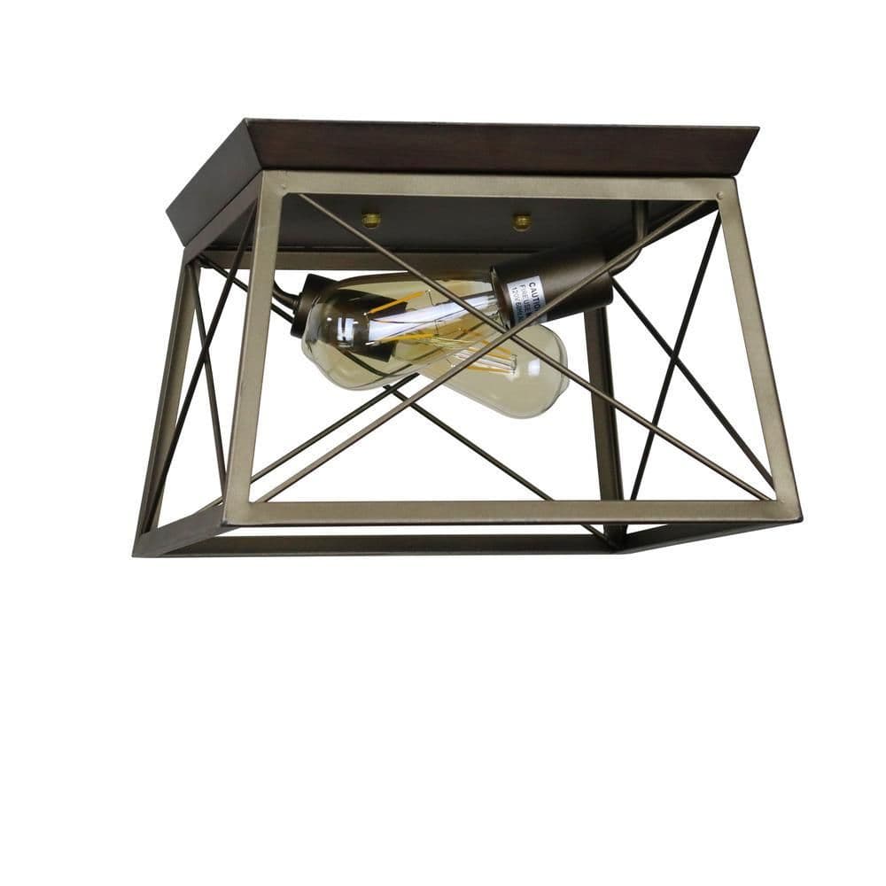 image-CHLOE Lighting Farmhouse-Style Two-Toned 2 Light Ceiling Flush Fixture 12" Wide