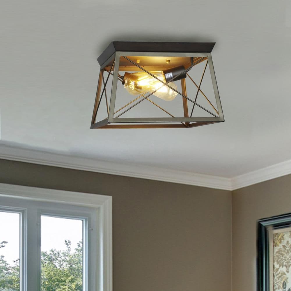 image-CHLOE Lighting Farmhouse-Style Two-Toned 2 Light Ceiling Flush Fixture 12" Wide