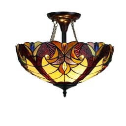 image-CHLOE Lighting ADIA Victorian Tiffany-Style Dark Bronze 2 Light Semi-Flush Fixture 16" Wide