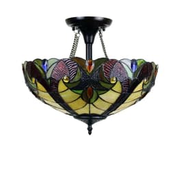 image-CHLOE Lighting ADIA Victorian Tiffany-Style Dark Bronze 2 Light Semi-Flush Fixture 16" Wide
