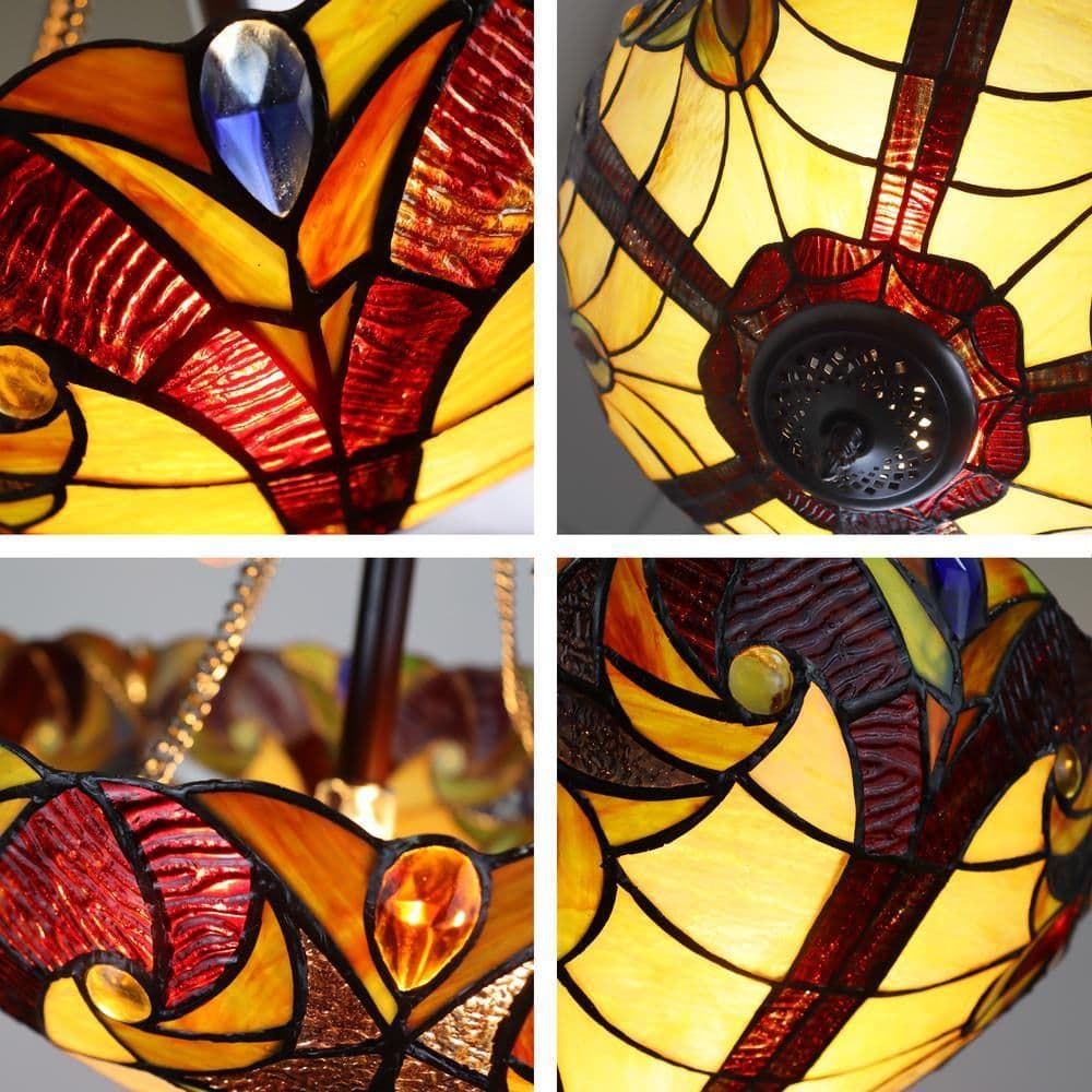 image-CHLOE Lighting ADIA Victorian Tiffany-Style Dark Bronze 2 Light Semi-Flush Fixture 16" Wide