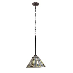 image-CHLOE Lighting KINSEY Tiffany-Style Blackish Bronze 1-Light Mission Mini-Pendant 8" Shade