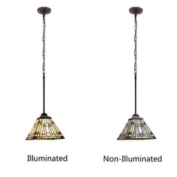 image-CHLOE Lighting KINSEY Tiffany-Style Blackish Bronze 1-Light Mission Mini-Pendant 8" Shade