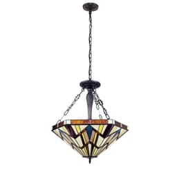 image-CHLOE Lighting VINCENT Tiffany-Style Blackish Bronze 3-Light Mission Inverted Pendant 22" Wide