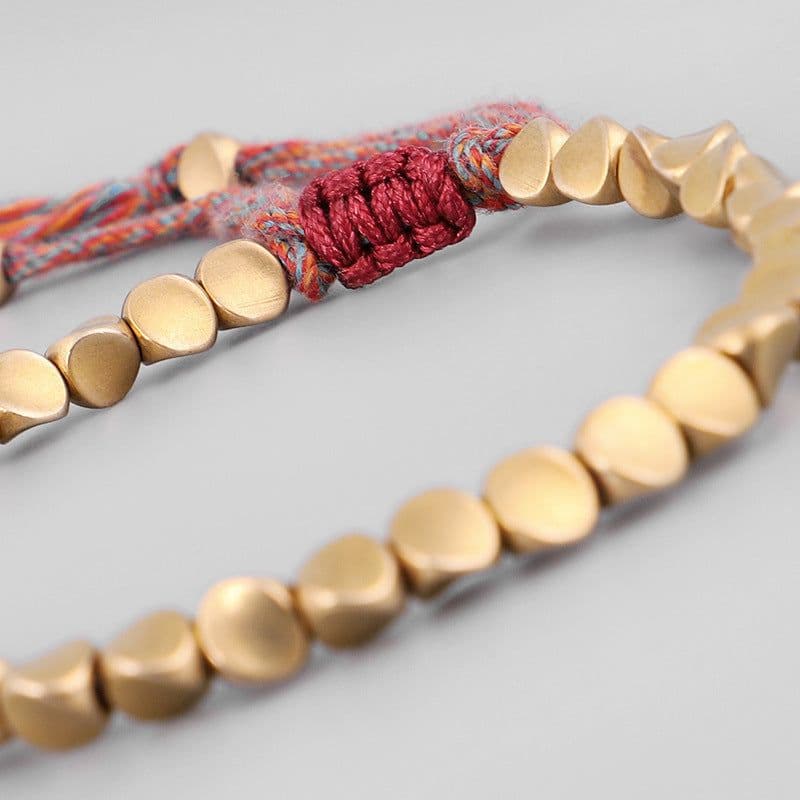 image-Handmade Tibetan Buddhist Bracelets On Hand Braided Copper Beads Lucky Rope Bracelet & Bangles For Women Men
