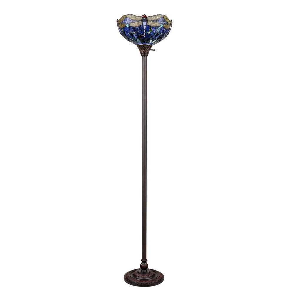 image-CHLOE Lighting SUNNIVA Dragonfly-Style Dark Bronze 1 Light Torchiere Floor Lamp 14" Wide