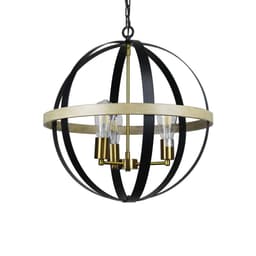 image-CHLOE Lighting ABBOTT Farmhouse-Style Black/Bronze/Wood 3 Light Pendant 20" Wide