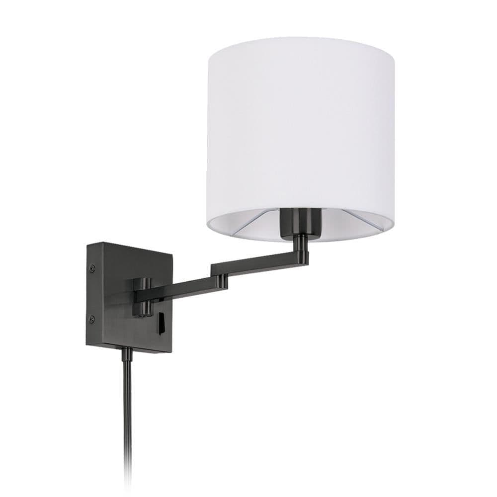 image-1LT Double Swing Arm Wall Lamp, MB, WH Shade