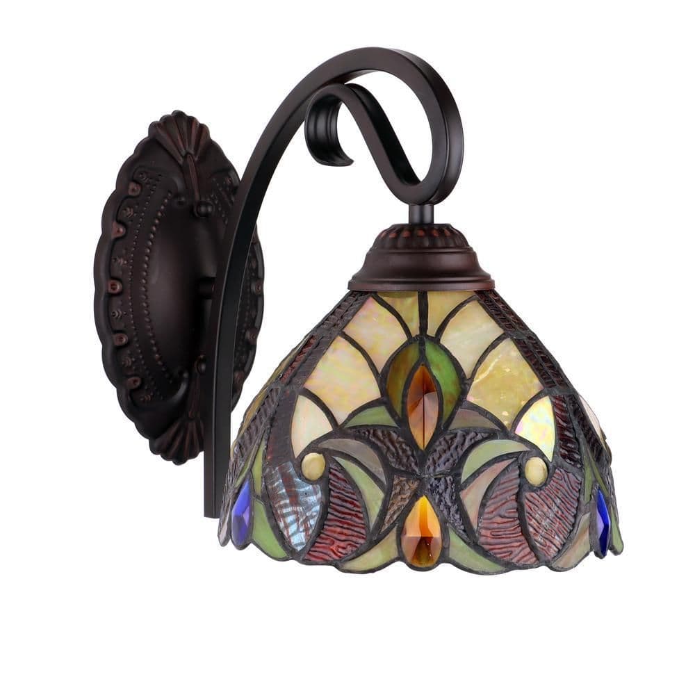 image-ADIA Victorian-Style 1-Light Dark Bronze Finish Wall Sconce 8" Shade