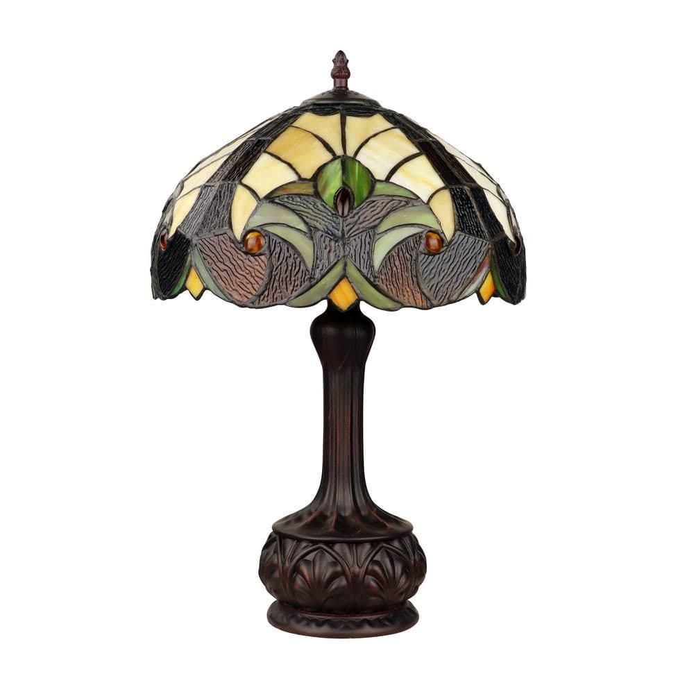 image-Tiffany-Style Antique Dark Bronze 1-Light Victorian Table Lamp 12" Shade