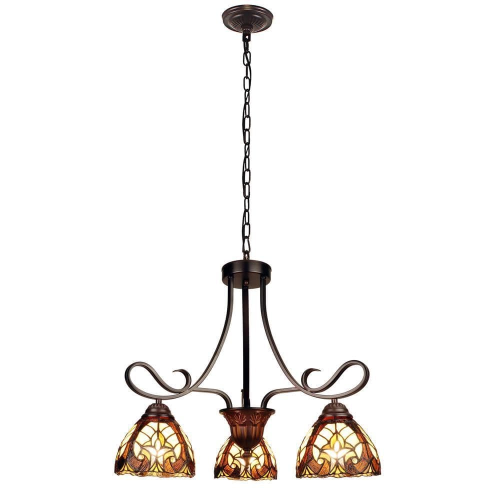 image-Victorian-Style 3-Light Antique Dark Bronze Finish Mini Chandelier 25" Wide