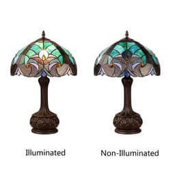 image-Tiffany-Style Antique Dark Bronze 1-Light Victorian Table Lamp 12" Shade