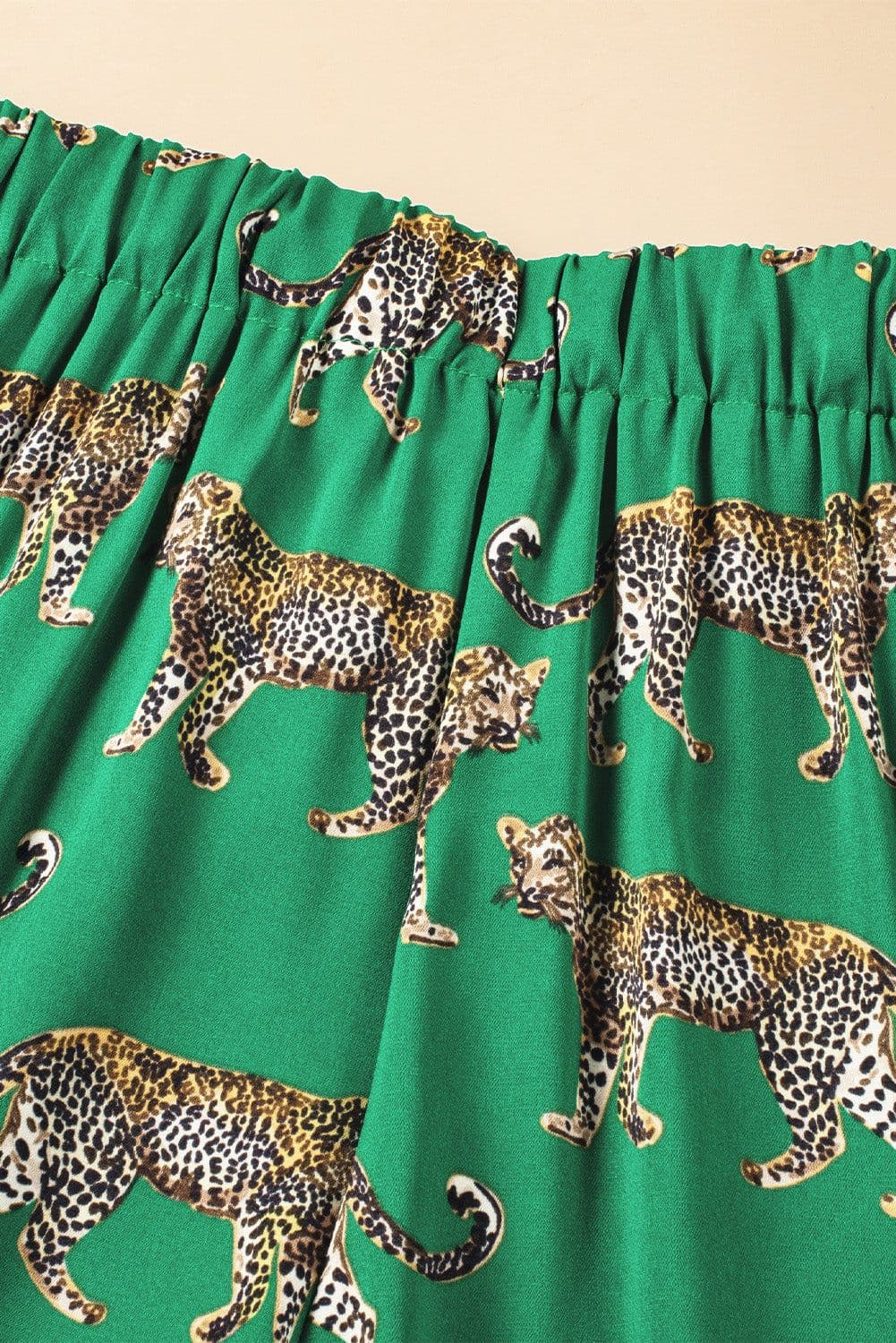 image-Green Cheetah Print Pajama Set - Short Sleeve Shirt & Pants