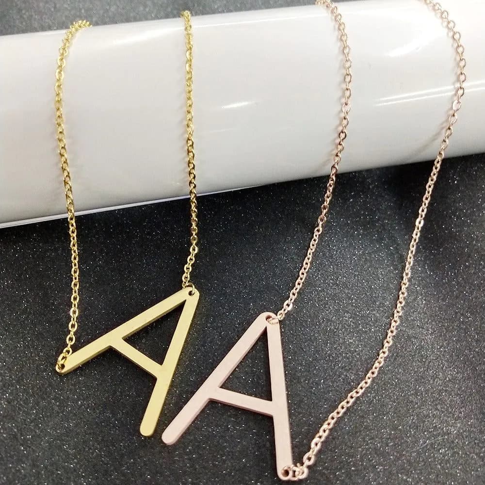image-Fabulous Rose Gold Plated Stainless Steel Initial Letter Pendant Necklace