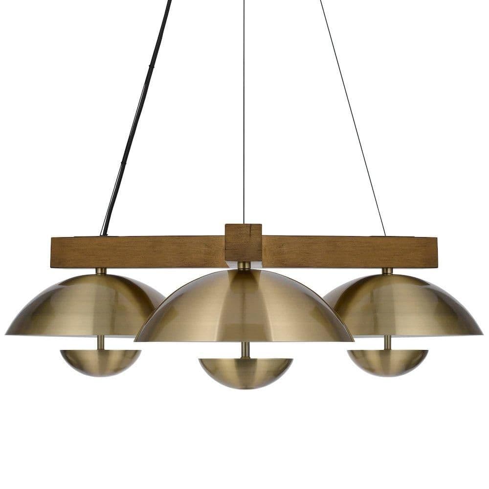 image-Lakeland 15W X 3 Intergrated Dimmable Led Metal / Birch Wood Pendant Light