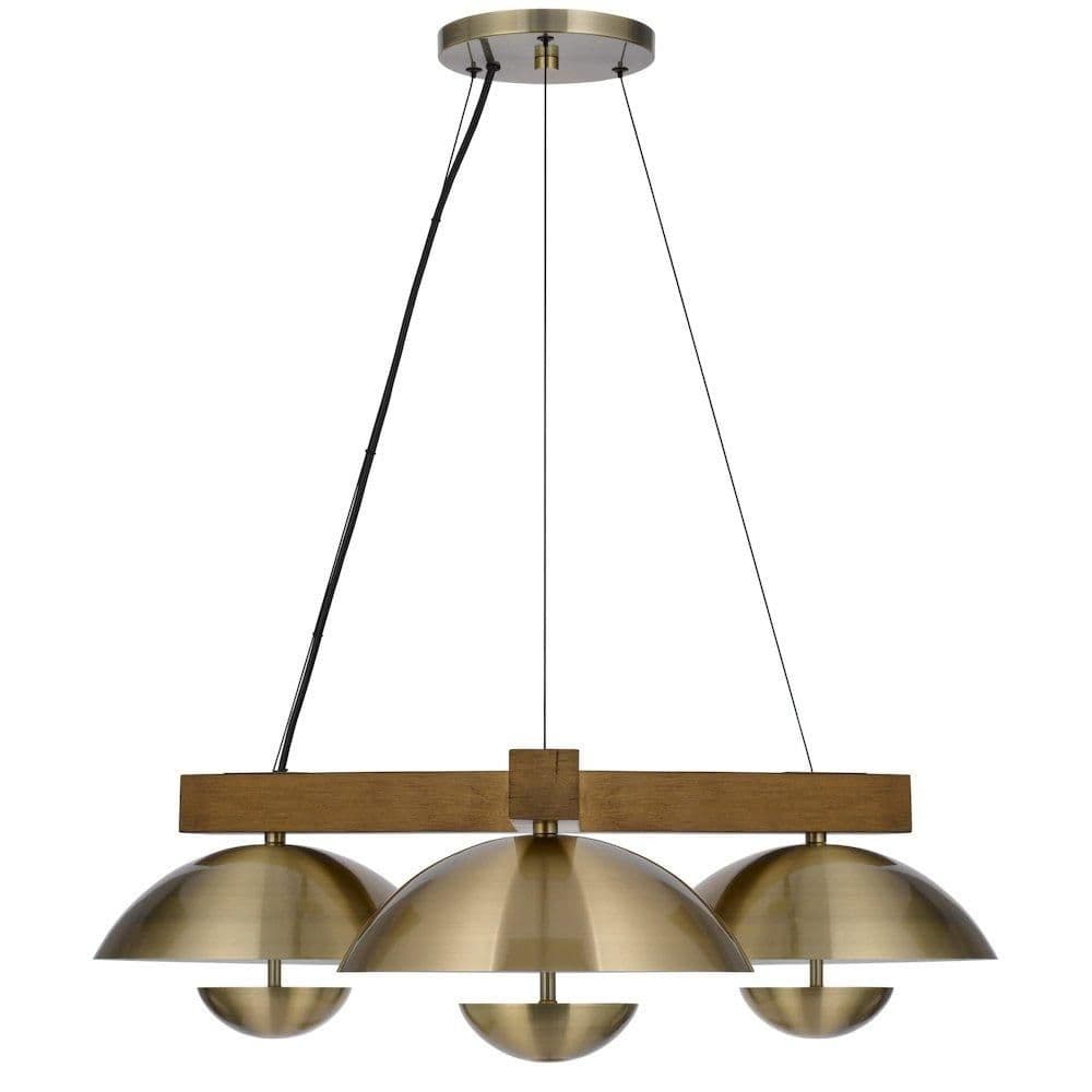 image-Lakeland 15W X 3 Intergrated Dimmable Led Metal / Birch Wood Pendant Light