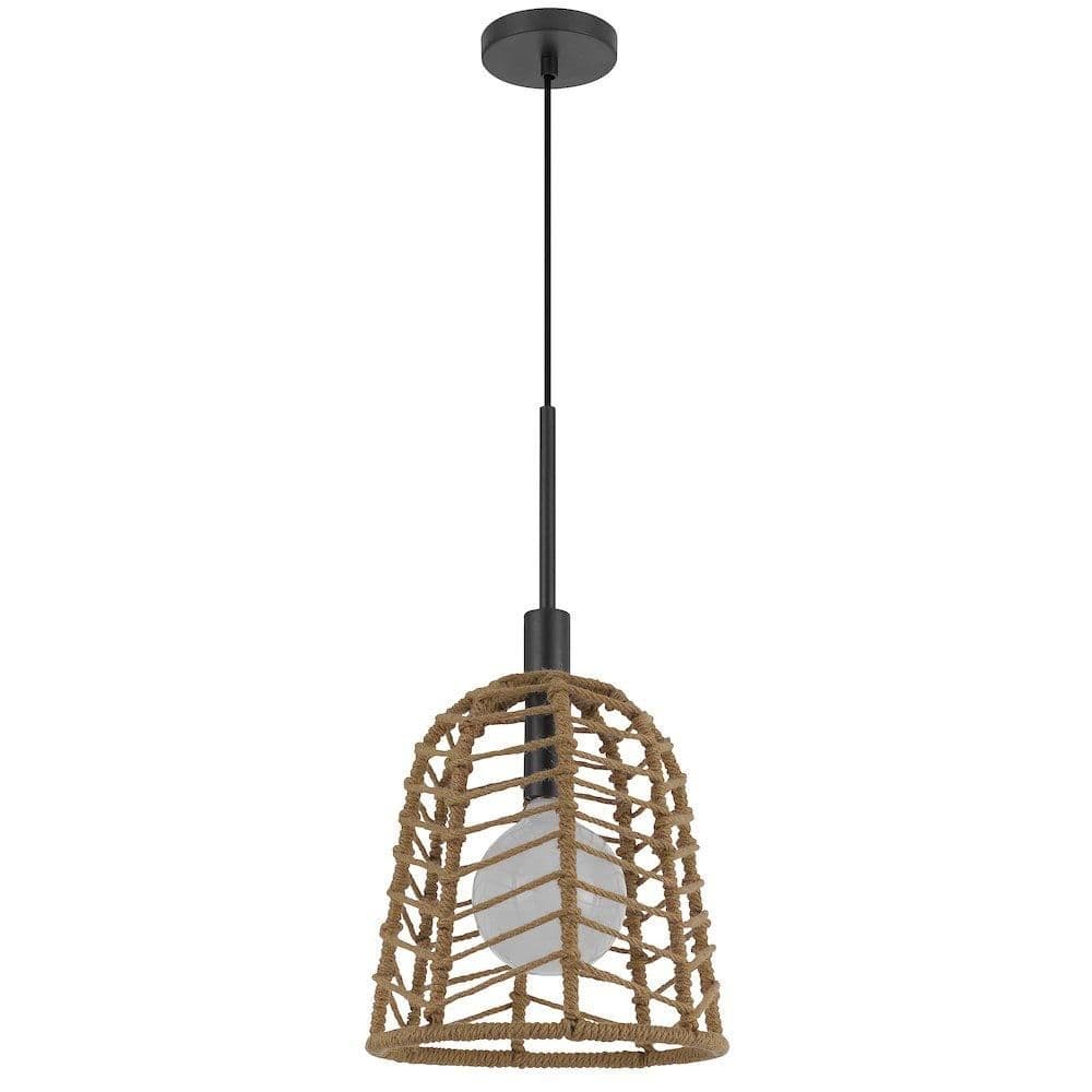 image-Parkton 60W Metal Pendant With Burlap Roped Shade