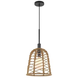 image-Parkton 60W Metal Pendant With Burlap Roped Shade