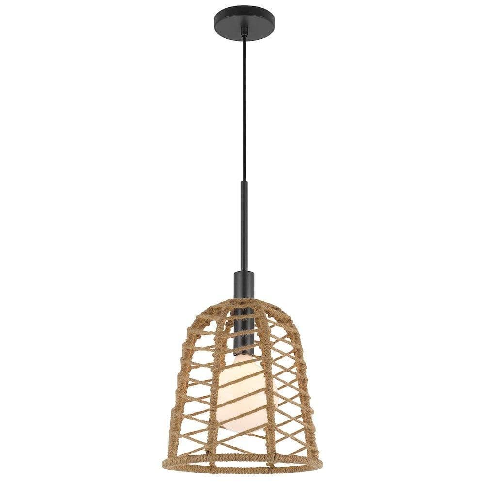 image-Parkton 60W Metal Pendant With Burlap Roped Shade