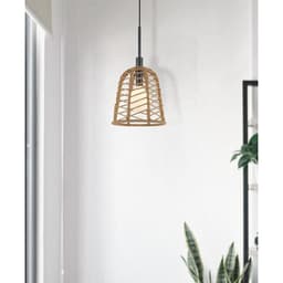 image-Parkton 60W Metal Pendant With Burlap Roped Shade