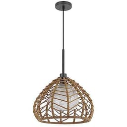 image-Dunn 60W Metal Pendant With Burlap Roped Shade