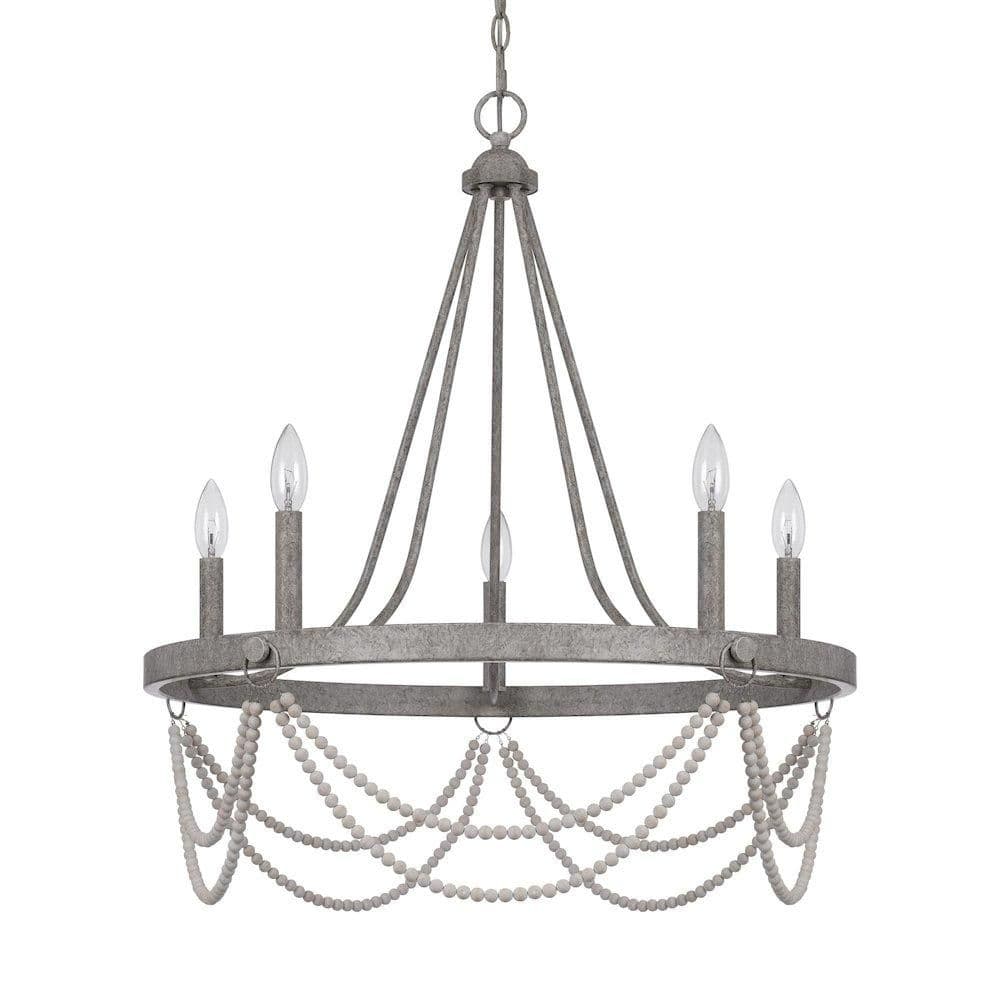 image-60W X 5 Anniston Beaded Metal Chandelier