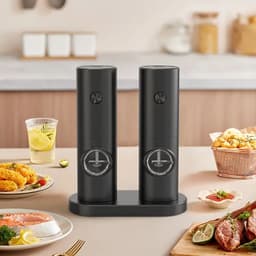 image-Electric Pepper Grinder Set - 2pcs Household Sea Salt Ginders