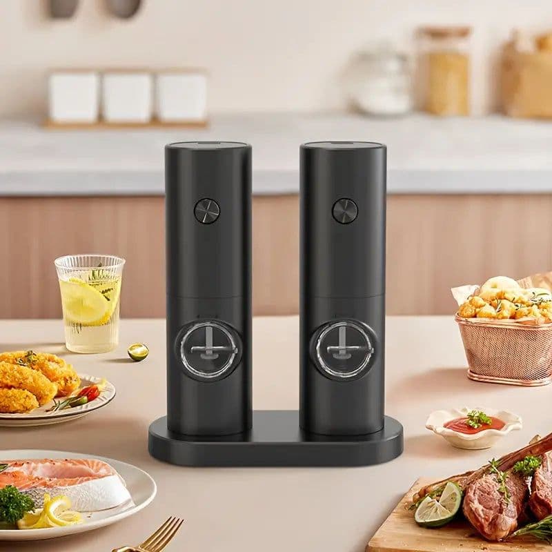 image-Electric Pepper Grinder Set - 2pcs Household Sea Salt Ginders