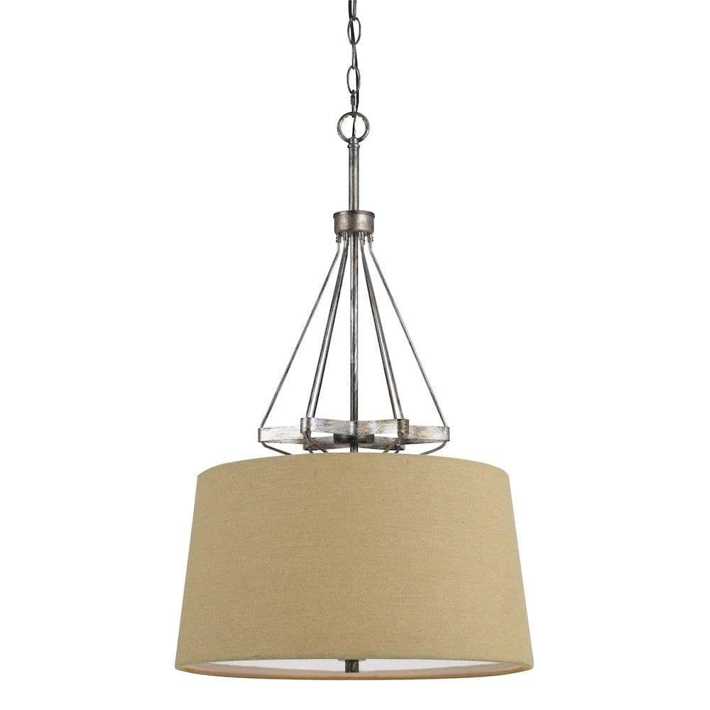 image-60W X 3 Cresco Pendant W/Burlap Sh (Edison Bulbs Not Included)