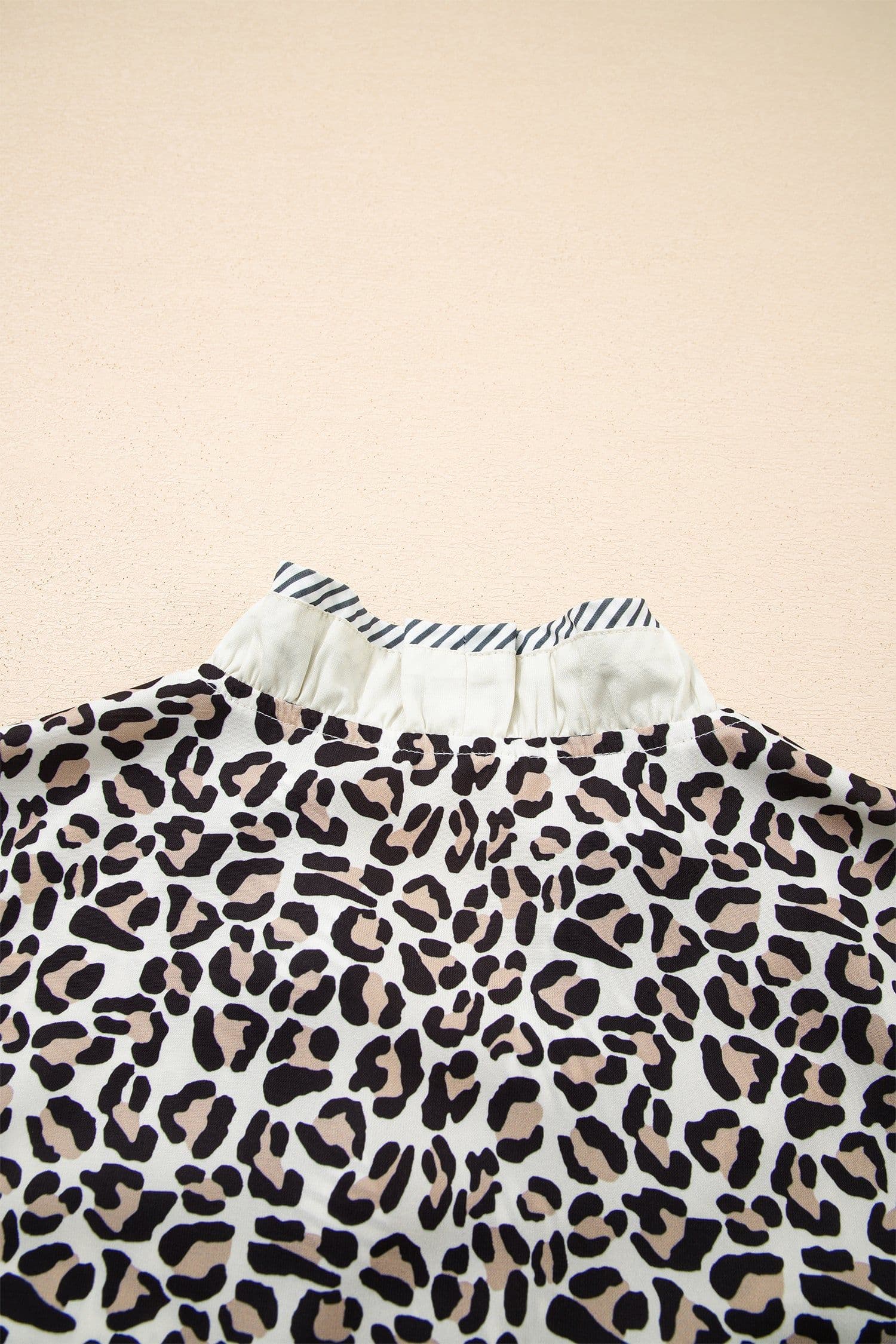 image-Black Leopard Print Blouse - V Neck Short Sleeve