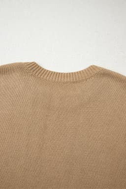 image-Pale Khaki Exposed Seam Drop Shoulder Oversize Sweater Mini Dress