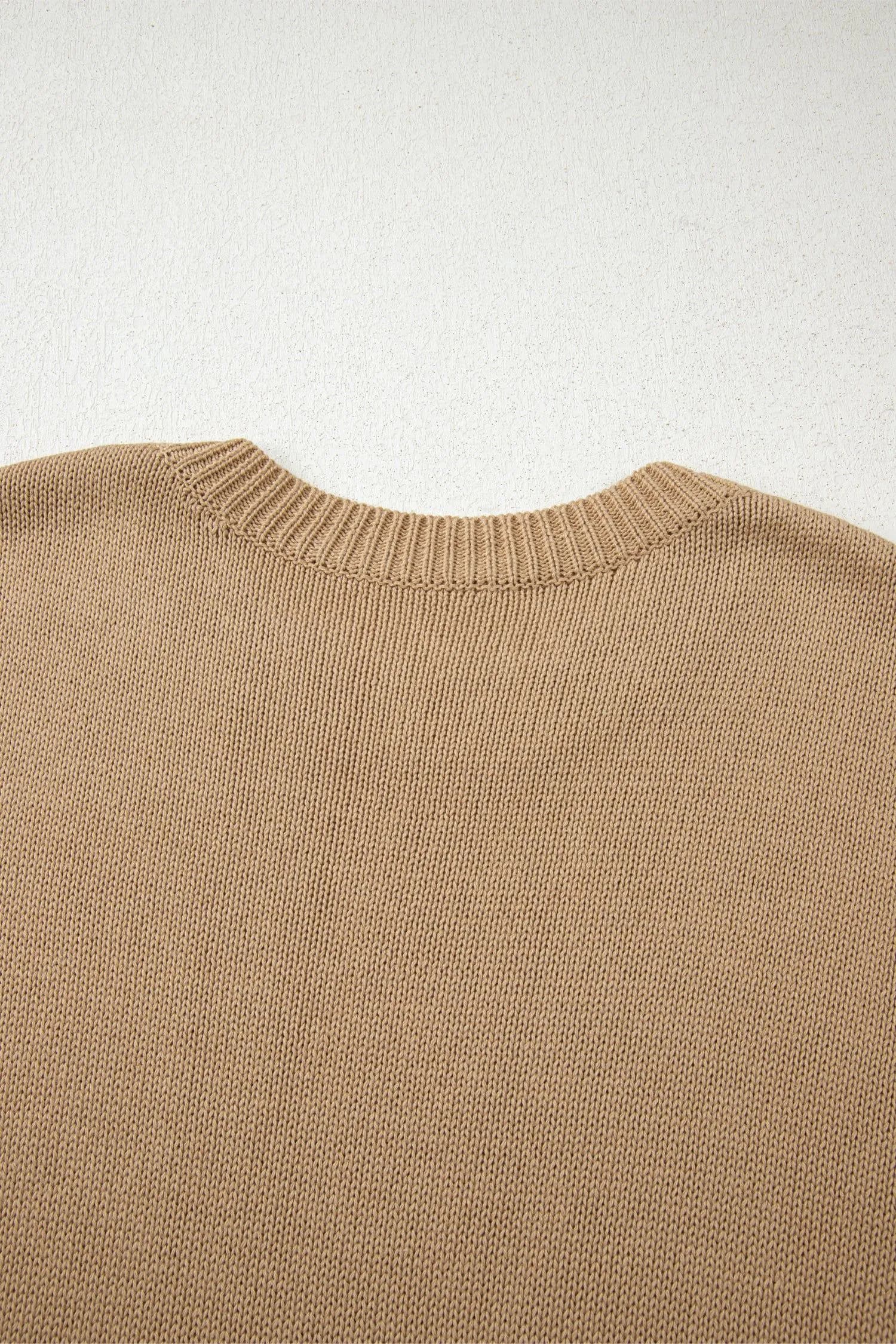 image-Pale Khaki Exposed Seam Drop Shoulder Oversize Sweater Mini Dress
