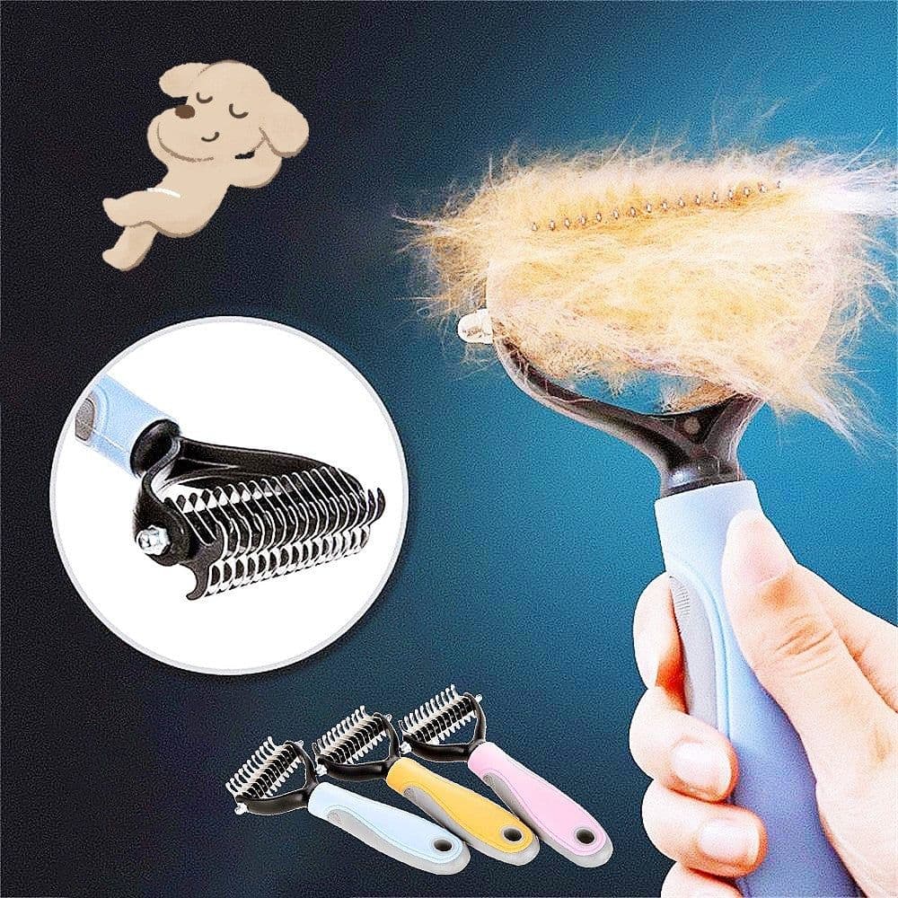 image-Stainless Double-sided Pet Brush Hair Removal Comb Grooming Dematting Dog Grooming Shedding Tools