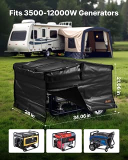 image-VEVOR Generator Cover, 34 x 26 x 21 Inch Waterproof Universal Generator Cover for Most Generators 3500-12000 Watt, Portable Generator Running Cover with Heavy Duty Thicken 420D Oxford Fabric, Black
