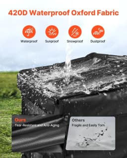 image-VEVOR Generator Cover, 34 x 26 x 21 Inch Waterproof Universal Generator Cover for Most Generators 3500-12000 Watt, Portable Generator Running Cover with Heavy Duty Thicken 420D Oxford Fabric, Black