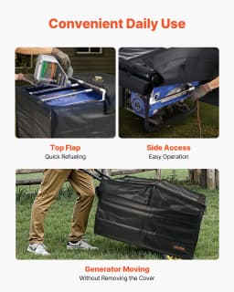 image-VEVOR Generator Cover, 34 x 26 x 21 Inch Waterproof Universal Generator Cover for Most Generators 3500-12000 Watt, Portable Generator Running Cover with Heavy Duty Thicken 420D Oxford Fabric, Black